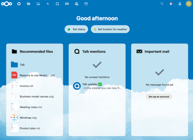 The Nextcloud Dashboard The Nextcloud Dashboard