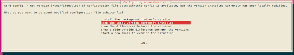Configuring openssh-server message Configuring openssh-server message