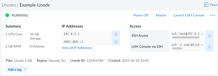 Details page in Cloud Manager Details page in Cloud Manager